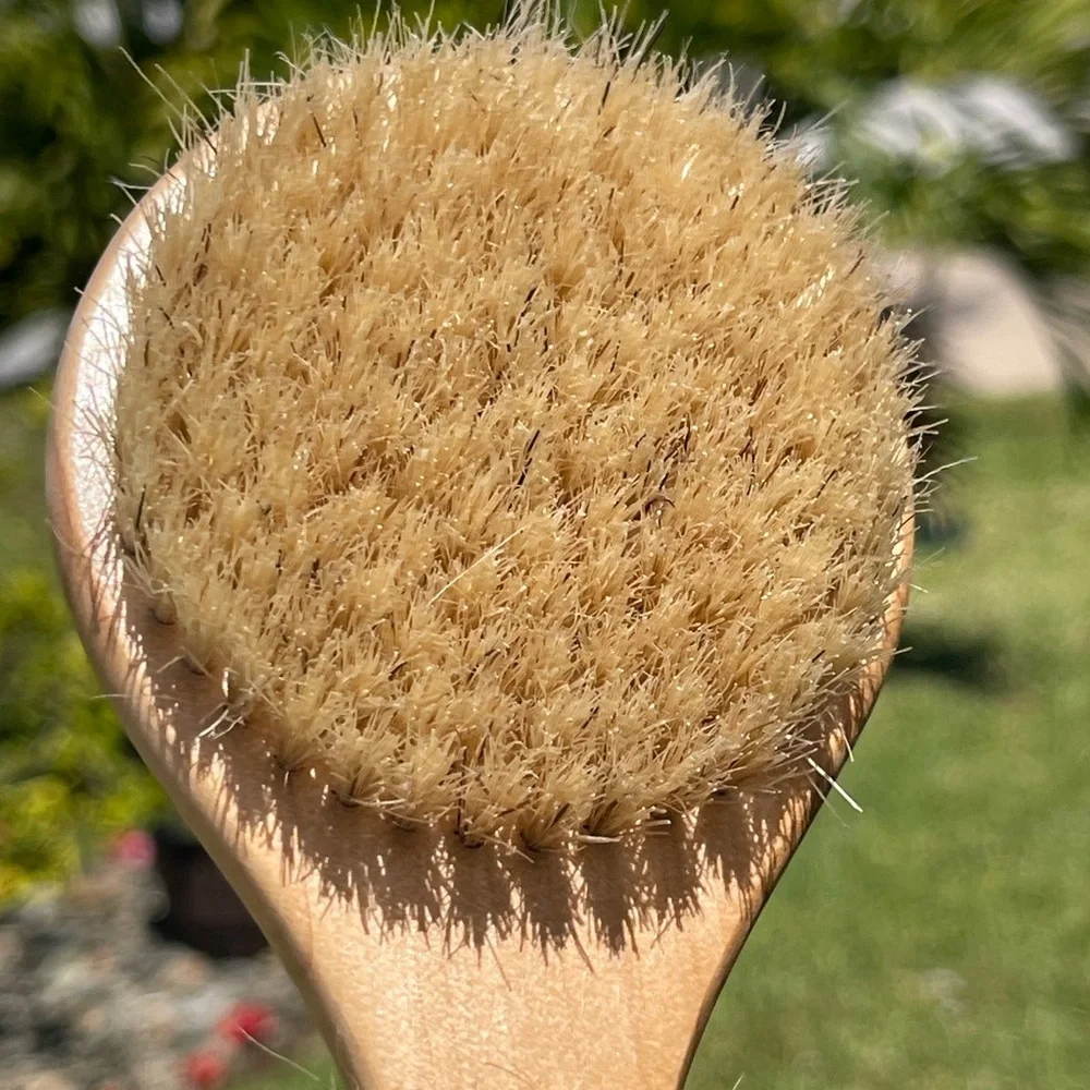 ESKER Natural Bristle Body Dry Brush with Rope Handle